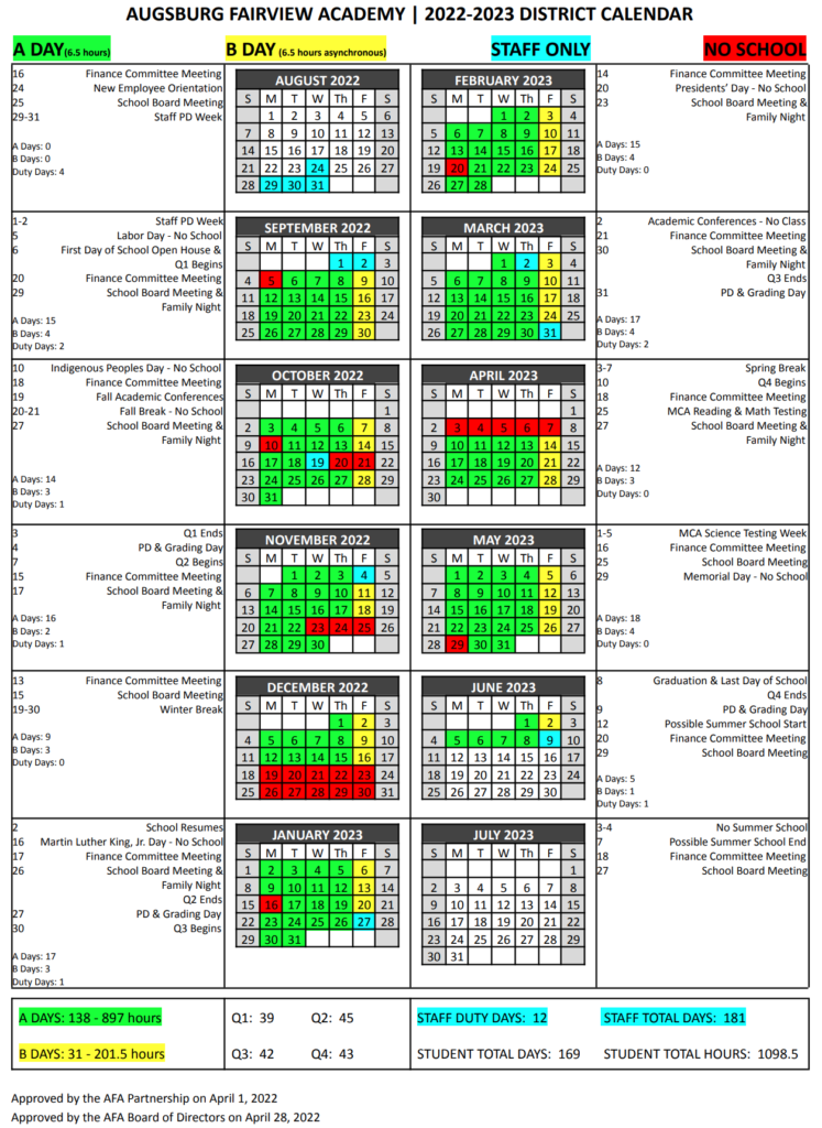 Calendar | Augsburg Fairview Academy